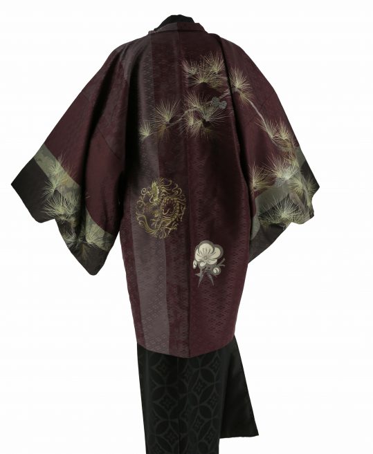 紋付袴レンタル・成人式・結婚式・卒業式|暗い赤紫　松と龍[身長170-175cm対応]No.320